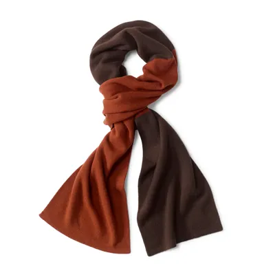 Men's Double-Knit Wool-Blend Colorblock Scarf Redwood/Mocha Nylon/Wool/Viscose/Cashmere Orvis