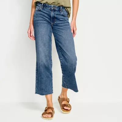 Women's Kut from the Kloth® Charlotte Wide-Leg Crop Jeans Medium Wash Cotton