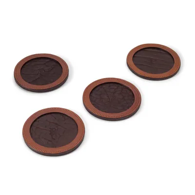 Col. Littleton Personalized Leather Coasters Tobacco