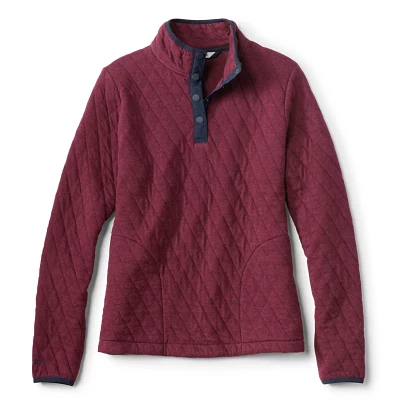 Women's Outdoor Quilted Quarter-Snap Sweatshirt Heather Cotton/Recycled Materials/Polyester Orvis