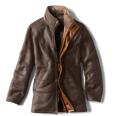Men's World's Finest Merino Shearling and Leather Coat Brown Leather/Shearling Orvis