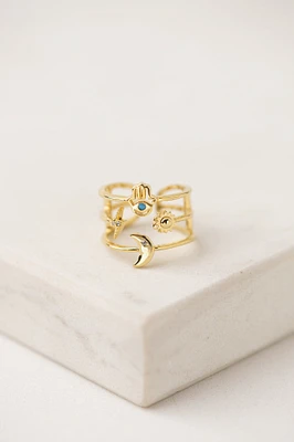 HAMSA TRIPLE BAND FORTUNA RING