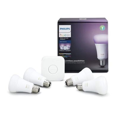 Philips Hue White & Colour Ambiance A19 4 Pack Starter Kit