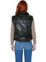 NIA Vegan Leather Puffer Vest Black