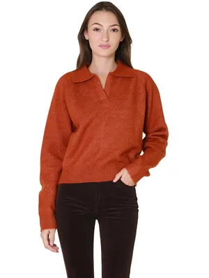 Crescent Robin Polo Sweater Rust