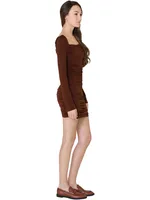 Crescent Kylie Ruched Bodycon Mini Dress Chocolate