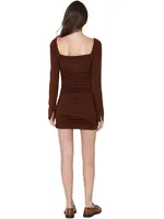 Crescent Kylie Ruched Bodycon Mini Dress Chocolate