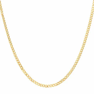 10K Yellow Gold 1mm Curb Chain with Spring Clasp - 22 Inches