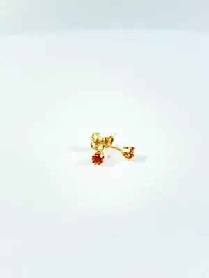 10K Yellow Gold 3mm Synthetic Citrine Stud Earrings with 4 Claw Setting