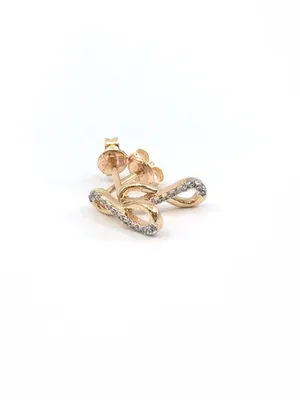10K Rose Gold Infinity Design with Cubic Zirconia Stud Earrings
