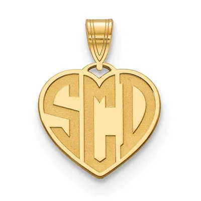 Etched Heart Monogram Pendants - Sterling Silver