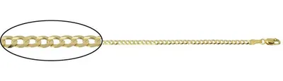 10K Yellow Gold Flat Curb 1.9mm Curb Chain with Lobster - 22 Inches