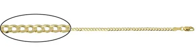 10K Yellow Gold Flat Curb 2.5mm Curb Chain with Lobster - 22 Inches