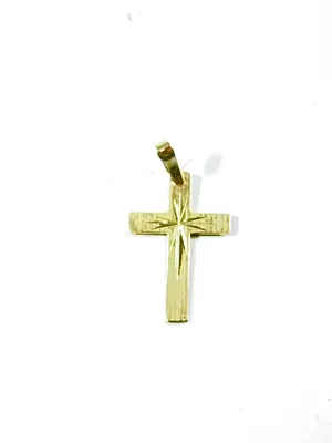 10K Gold with Etched Center Cross Charm