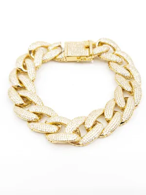 Gold plated Sterling Silver & Cubic Zirconia Bracelet - inches /