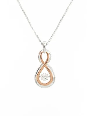 Sterling Silver and 10K Rose Gold 0.18cttw Canadian Diamond Pendant, 18"