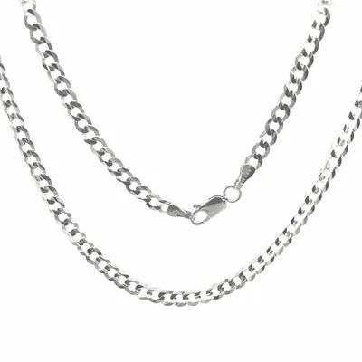 10K White Gold 3.6mm Curb Chain with Lobster Claw - 22 Inches
