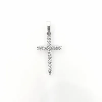 10K White Gold Cubic Zirconia Cross