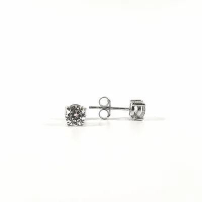 925 Sterling Silver 6mm Cubic Zirconia with 4 Claw Setting Stud Earrings