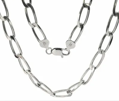 925 Sterling Silver 8.30mm Platinum Plated Six Sided Diamond Cut Paper Clip Chain - 24 Inches