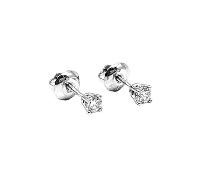 14K White Gold 0.15cttw Lab Grown Diamond Solitaire Earrings with Screw Back