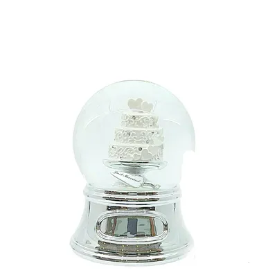 Musical "Just Married" Water Globe  with Wedding Cake