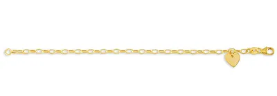 10K Yellow Gold Bracelet with Engravable Heart Dangle, 6.0"