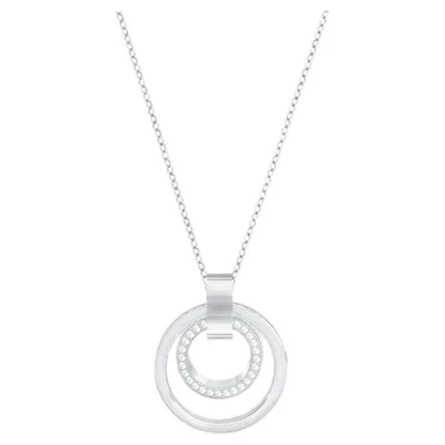 Hollow Pendant Circular, Medium, White, Rhodium Plated - 5349345