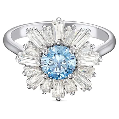 Swarovski Sunshine Ring, Blue, Rhodium plated 5536743- Core