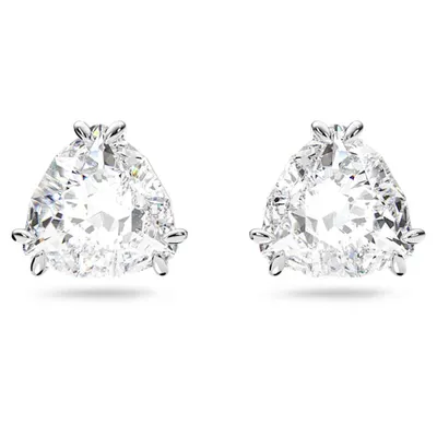 Millenia Stud Earrings Trilliant Cut Crystal, White, Rhodium Plated - 5619498