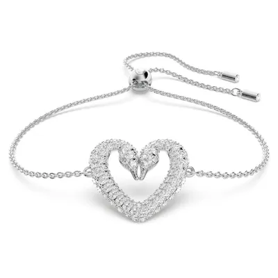 Una Bracelet Heart, Small, White, Rhodium Plated - 5625534