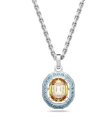 Swarovski Chroma pendant, Octagon cut, Multicolored, Rhodium plated - 5648447