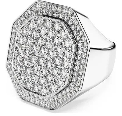 Swarovski Dextera cocktail ring, Octagon shape, White, Rhodium plated - 5651384