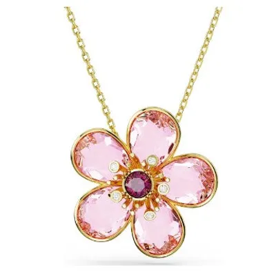 Swarovski Florere pendant, Flower, Pink, Gold-tone plated - 5657875