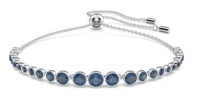 Swarovski Emily bracelet, Mixed round cuts, Blue, Rhodium plated - 5663394