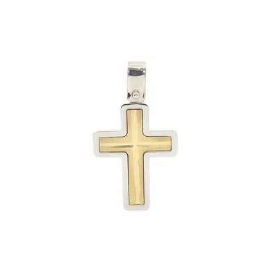 10K Two Tone White and Yellow Gold Cross