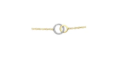 10K Yellow Gold 0.09cttw Diamond Double Circle / Eternity Tennis Bracelet, 7"