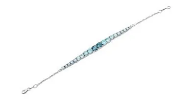 14K White Gold London Blue Topaz, Sky Blue Topaz and Canadian Diamonds Bracelet