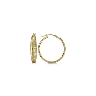 10K Yellow Gold 25mm Hammered Earrings