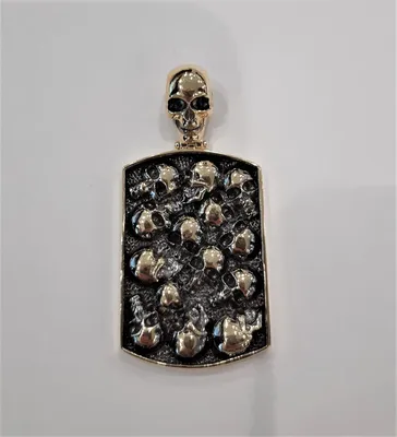 10KY Multiple Skulls with Black Rhodium - Men's Pendant
