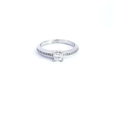 14K White Gold 0.45cttw Princess Cut Diamond Engagement Ring