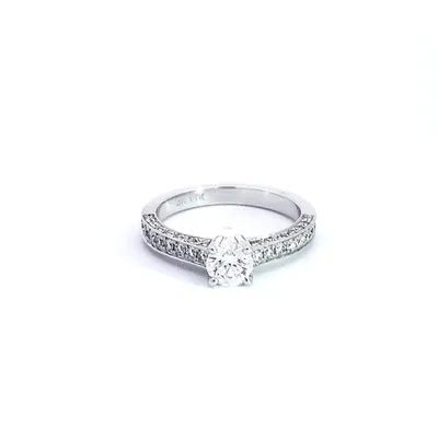 14K White Gold 1.03cttw Round Brilliant Cut Diamond Engagement Ring