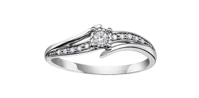 10K White Gold 0.10cttw Illusion Setting Diamond Engagement Ring - Size 6.5