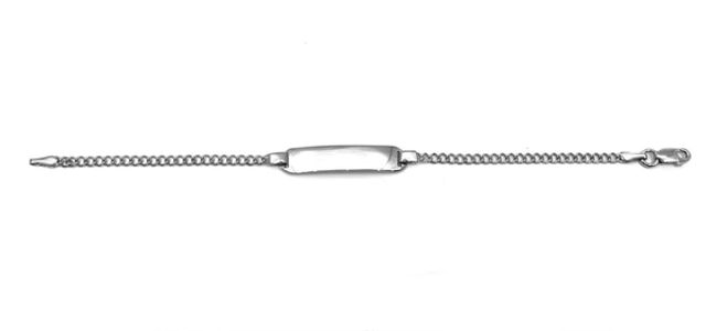 Engraveable 925 Sterling Silver Bar Baby Bracelet with Curb Link 5.5"