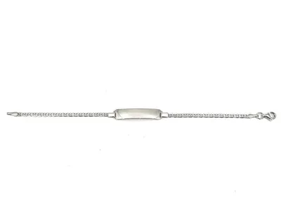 Engraveable 925 Sterling Silver Bar Baby Bracelet with Fancy Link 5.5"