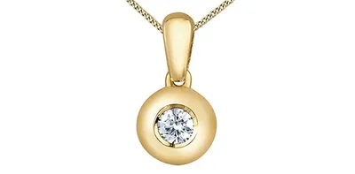 10K Yellow Gold 0.10cttw Diamond Necklace, 18"