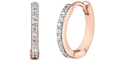 10K Rose Gold 0.05cttw Diamond Hoop / Huggie Earrings