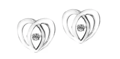 10K White Gold 0.10cttw Diamond Heart Earrings