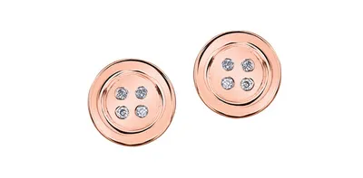 10K Rose Gold 0.04cttw Diamond Button Stud Earrings