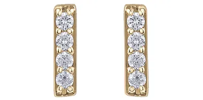 10K Yellow Gold Diamond Bar Earrings 0.072cttw